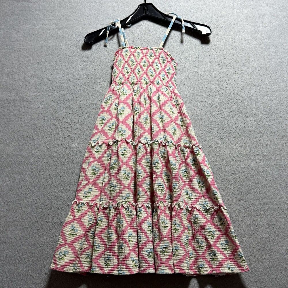 Sweet Honey Tiered Dress Girls Kids Size  4T Sleeveless Cotton Long Smocked